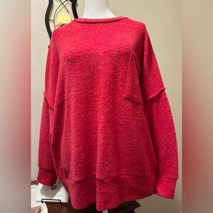 Zenana ; Cloth on Main Boutique; Red; S/M oversized sweater! NWT